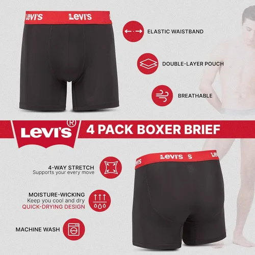 Vista 5 de Levi's Calzoncillos tipo bóxer de microfibra para hombre, ultra suaves, paquete de 4