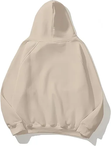 Vista 2 de Sudadera con capucha unisex básica suelta de manga larga con bolsillo y hombros caídos