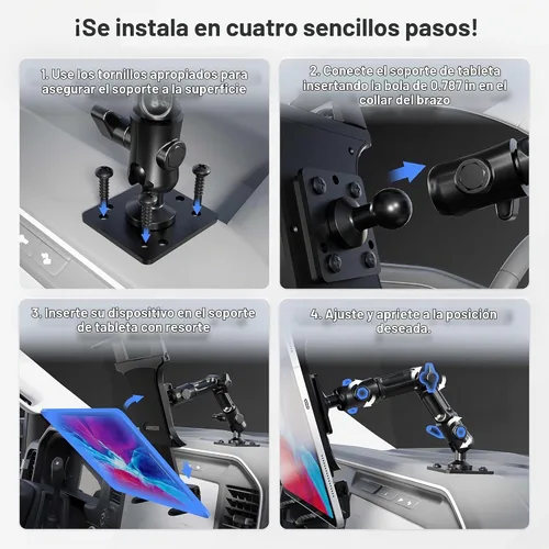 Vista 5 de ARKON Soportes – Soporte de tableta resistente base de taladro segura para automóviles, paredes y mesas, brazo ajustable que garantiza un