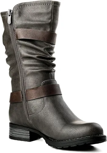 Vista 3 de GLOBALWIN - Botas de vestir a media pantorrilla para mujer, botas de motociclista para mujer