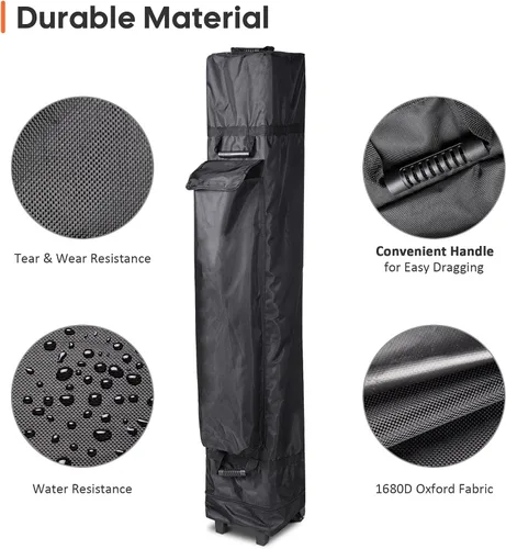 Vista 5 de Instahibit Bolsa enrollable universal con asas para toldo desplegable de 10 x 10 pulgadas, bolsa de transporte resistente para ruedas, 1680D