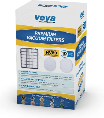 Vista 8 de VEVA Juego completo de filtros de vacío de alta calidad que incluye 2 HEPA, 4 espumas, 4 filtros de fieltro, 10 piezas en total para Shark Navigator