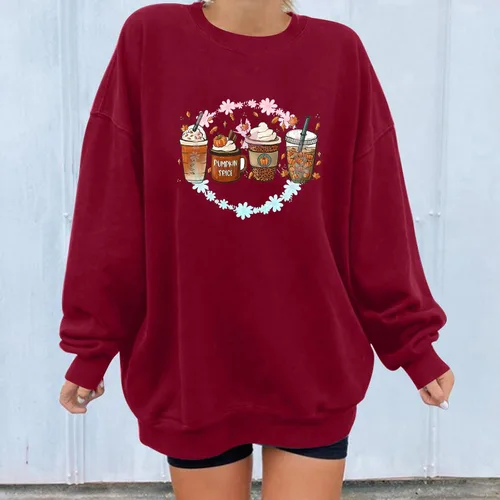 Vista 4 de Vifucz Sudadera de Halloween con cuello redondo para mujer, estampado de calabaza, mangas caídas, jersey con letras
