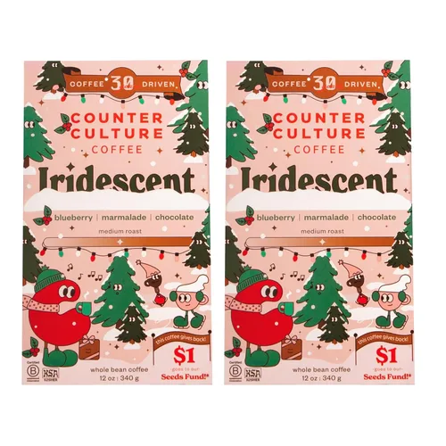 Vista 6 de Counter Culture Coffee Mezcla de café navideño iridiscente, tostado medio ligero, cultivado sosteniblemente, Kosher, café de grano entero, 12 onzas