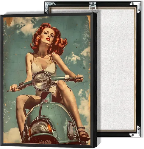 Vista 27 de Póster vintage de la niña piloto sexy de los años 50, arte de pared, arte retro de mediados de siglo, nostalgia estética, impresiones estéticas