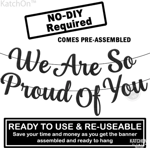 Vista 3 de KatchOn, Cartel con texto en inglés «We Are So Proud of You» – Fieltro, 8 pies, sin bricolaje Cartel de felicitación para decoraciones de fiesta