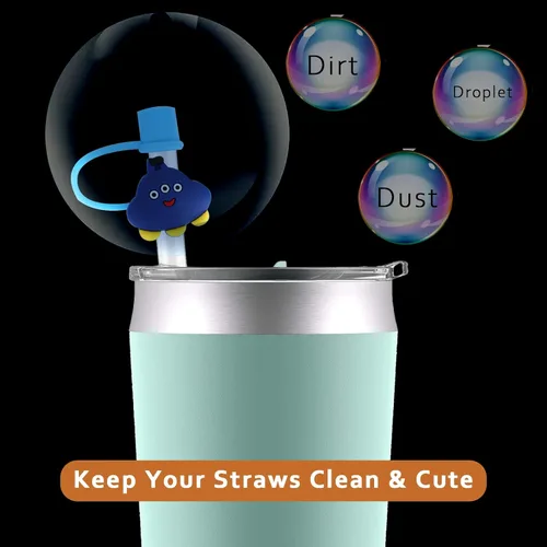 Vista 7 de 10 fundas de popote compatibles con vasos Stanley de 30 y 40 onzas, reutilizables, bonitas puntas de silicona para popotes, protectores de tapas