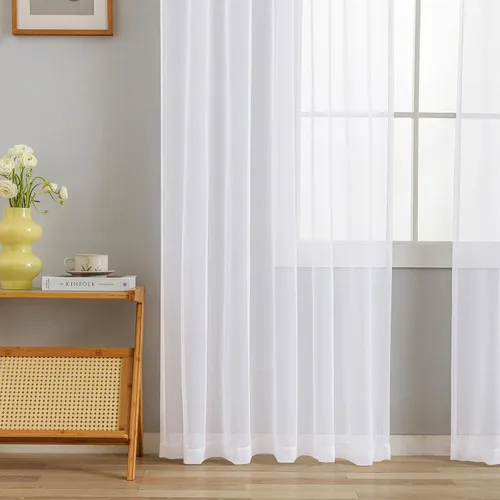 Vista 60 de MYSTIC-HOME Juego de cortinas de niveles transparentes blancas para cocina de 24 pulgadas de largo, tratamiento de cortinas para ventanas pequeñas