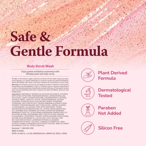 Vista 7 de HIMALAYA PINKSALT Exfoliante diario y lavado corporal - Exfoliante corporal, sal del Mar Muerto y sal rosa del Himalaya, gel de ducha natural