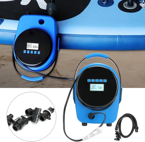 Vista 9 de Tbest Bomba de aire eléctrica portátil, bomba de aire eléctrica HT‑792 20PSI 12V inflable Kayak piscina al aire libre inflador de alta presión