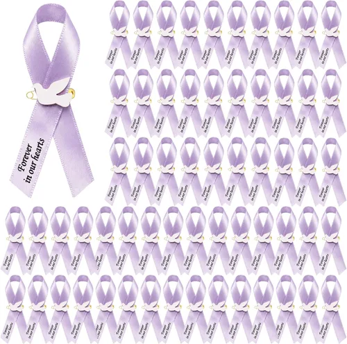 Vista 11 de 50 piezas de cintas de funeral de paloma, cintas conmemorativas de funeral, alfileres de servicio conmemorativo clásico, cinta de respeto con moño