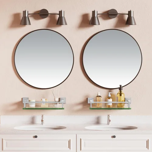 Vista 8 de Estantes de vidrio Alise para pared de baño, estante de baño de vidrio templado montado en la pared, estantes flotantes modernos que ahorran espacio