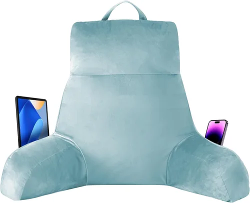 Vista 13 de IPYNBAP Almohada de espalda para cama para sentarse, almohada de lectura para sentarse en la cama para adultos, almohada de apoyo para la espalda