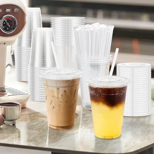 Vista 5 de Paquete de 100 vasos de plástico de 20 onzas, tazas de café helado