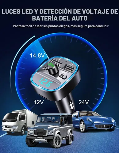 Vista 4 de Comsoon - Transmisor FM Bluetooth para auto, adaptador Bluetooth para auto, para música MP3, transmisión FM o llamadas con manos libres, con dos