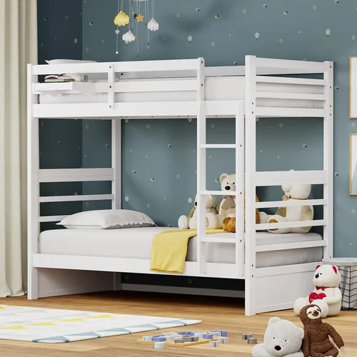 Vista 11 de Glenwillow Home Litera Plana de madera maciza individual sobre cama matrimonial, color espresso