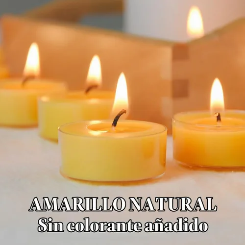 Vista 2 de TELOSMA 12 velas de cera de abeja natural, velas orgánicas Clean Burn