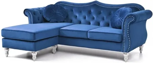 Vista 6 de Glory Furniture Sofá de terciopelo Hollywood Chaise en negro Marfil