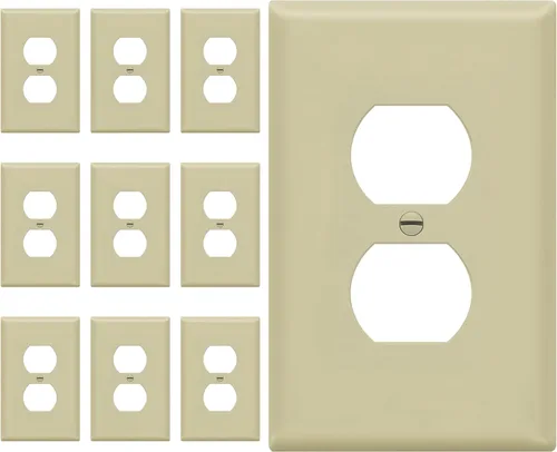 Vista 75 de ENERLITES Placa de pared dúplex para tomacorriente para receptáculos, cubierta de toma de corriente eléctrica jumbo, acabado brillante, de gran Negro