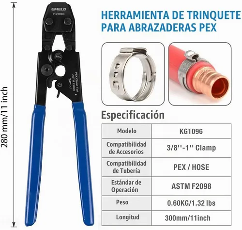 Vista 9 de EFIELD 2 rollos x 100 pies (200 pies) de tubo Pex-b de 1/2 pulgada, 30 accesorios de latón de púas de 1/2 pulgada, 100 abrazaderas de cincha