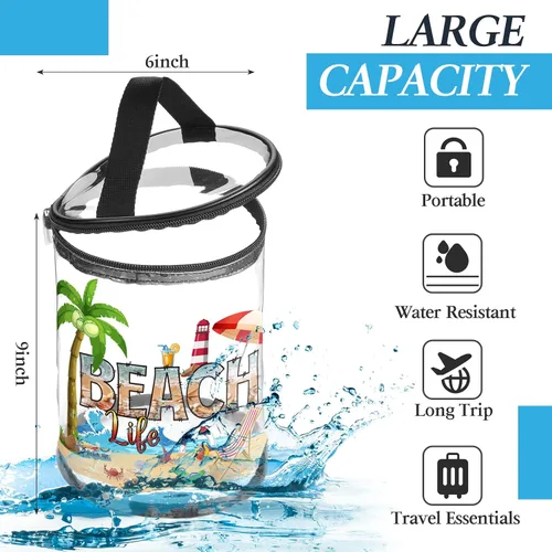 Vista 3 de Sanwuta - Neceser de regalos de playa, resistente, transparente, para loción, bolsas de aseo para viajes, protector solar, maquillaje, estuche