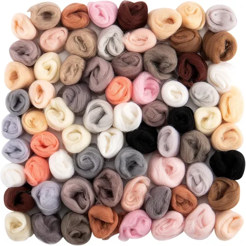 Vista 7 de 96 piezas de lana para fieltro con aguja de 10.4 oz - 48 colores de lana natural para ovillos de fieltro para principiantes, 3 g/paquete