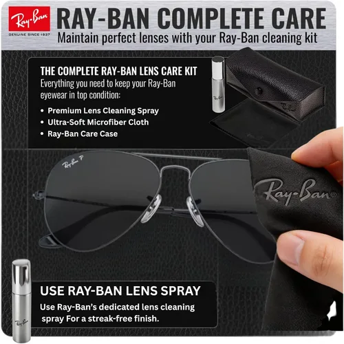 Vista 6 de Ray-Ban RB3025 AVIATOR TOTAL BLACK Sunglasses with Official Eyewear Kit