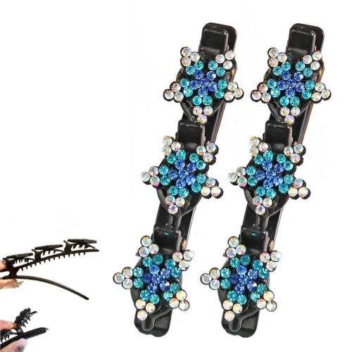 Vista 11 de Pinzas de pelo trenzadas para mujeres y niñas, 2025 nuevas pinzas de pelo con piedras de cristal brillantes, pinzas cortas de pico de pato