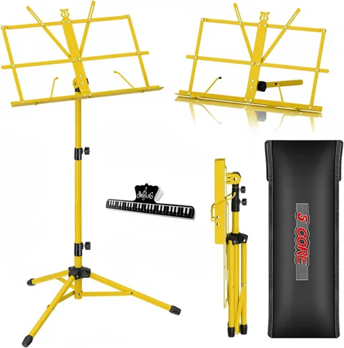 Vista 10 de 5 CORE Soporte de partituras portátil de doble uso para libros de escritorio, trípode ligero plegable ajustable de 52 pulgadas con bolsa de Negro
