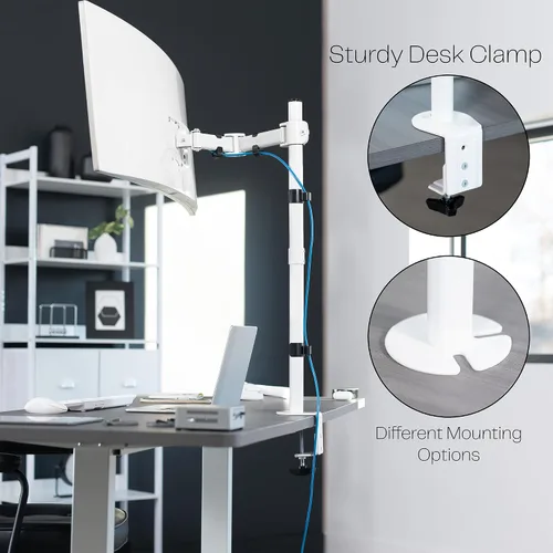 Vista 5 de VIVO Soporte de escritorio para monitor individual, extra alto totalmente ajustable para 1 pantalla LCD de hasta 32 pulgadas, pantallas ultra anchas