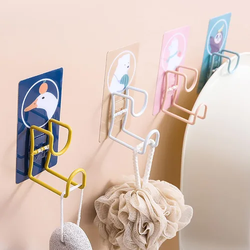 Vista 3 de Toallero, ganchos de pared, organizador de baño, toalleros para baño, bonitos ganchos montados en la pared, gancho giratorio de 360°, almacenamiento