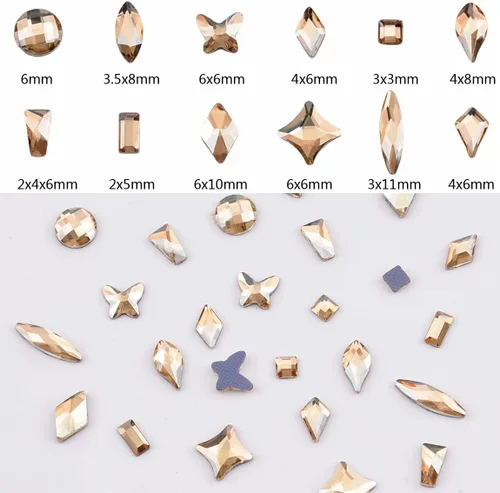 Vista 2 de 180pcs 12 Estilos de Cristal Flatback Champagne 3D Nail Art Champán