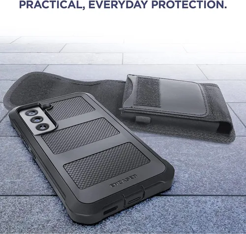 Vista 3 de Funda para cinturón 2 en 1 con funda resistente para Samsung Galaxy S22 - Funda a prueba de golpes con clip de nailon balístico para teléfono (S22)