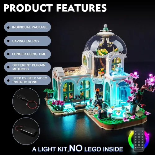 Vista 4 de BrickBling Luz LED compatible con Lego Friends 41757 Botanical Garden Building (sin modelo, solo luces), kit de iluminación de versión de control