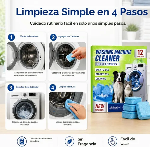 Vista 6 de Tabletas limpiadoras de lavadora, cuidado de lavadora sin fragancia