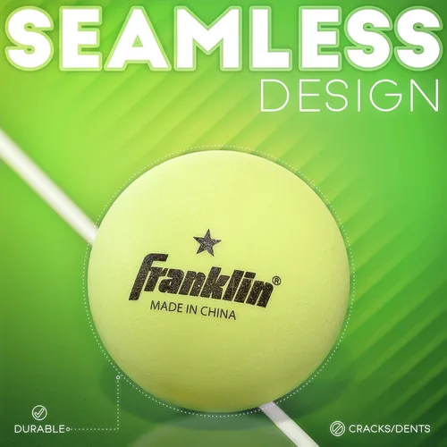 Vista 2 de Franklin Sports Pelotas de ping pong que brillan en la oscuridad, tamaño oficial + peso de 1.575 pulgadas, pelotas de ping pong de una estrella que