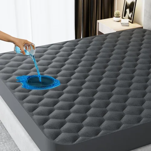 Vista 9 de Kmall Protector de Colchón Refrescante Premium Tamaño King - 100% Impermeable y Transpirable Tela de Aire 3D Fresca Cubierta de Colchón de Cama