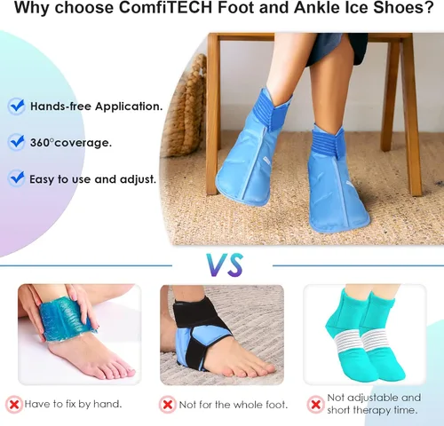 Vista 6 de ComfiTECH Envoltura para la cabeza de hielo para migraña con cobertura superior y envoltura de hielo para pies ComfiTECH