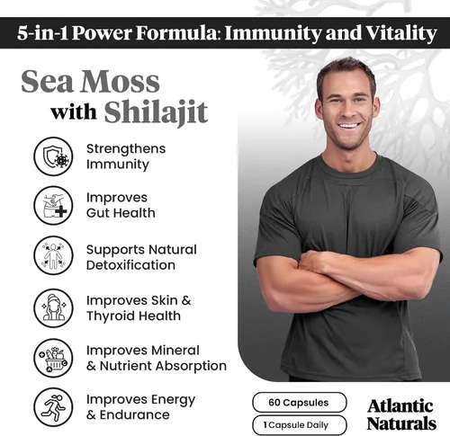 Vista 4 de Atlantic Naturals Paquete de superalimentos de musgo marino – Musgo marino con cápsulas Shilajit 5 en 1 y polvo de musgo marino con ashwagandha