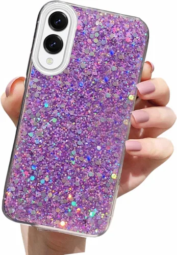 Vista 7 de YTanazing Funda para Samsung Galaxy S24 FE con purpurina, bonita funda con diamantes brillantes para mujeres y niñas, fundas de goma delgada a