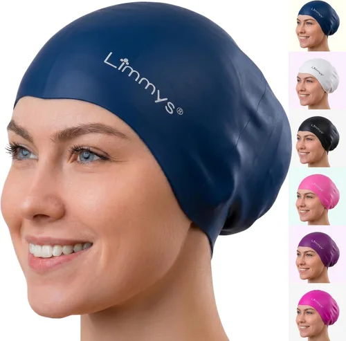 Vista 11 de Limmys Gorro de Natación Premium para Mujeres con Cabello Largo – Gorro de Natación de Silicona Suave para Mujeres – Cómodo, Ajuste con Espacio