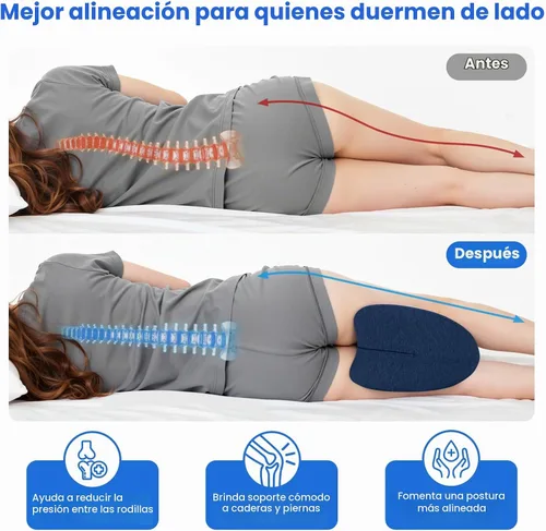Vista 3 de Almohada de rodilla para personas que duermen de lado, almohada de espuma viscoelástica de gel refrescante para dormir de lado, en forma de corazón