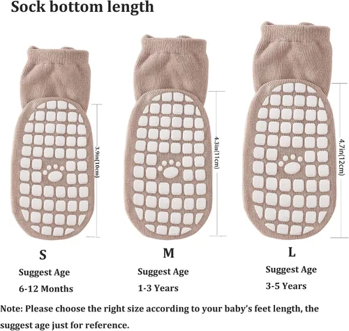 Vista 2 de vkxqtep Calcetines antideslizantes para niños pequeños, bonitos calcetines para bebés con empuñaduras para bebés, niños y niñas, 4 pares