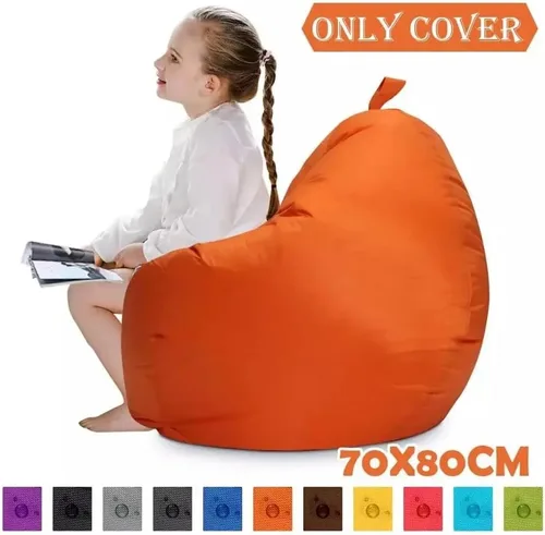 Vista 4 de Koolouispoper Lazy BeanBag - Funda para sofá sin relleno, 420D, Oxford, impermeable, puf, puff puff para sala de estar, tatami, 27.6 x 31.5 in Negro