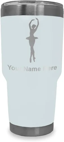 Vista 33 de LaserGram Vaso aislado al vacío de 20 onzas, bailarina de ballet, grabado personalizado incluido (negro)