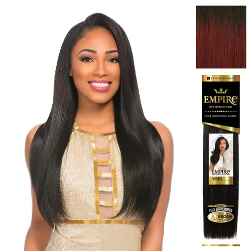 Vista 21 de Sensationnel - Cabello humano Empire Yaki, tejido sin enredos para un tejido rápido y estilo cosido para conseguir reflejos artificiales, paquete