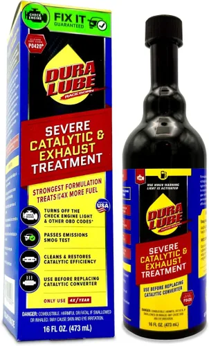 Vista 2 de DURA LUBE - Paquete de 2 limpiadores de tratamiento catalítico y de escape severo, aditivo de combustible, 16 fl oz, paquete combo de 2