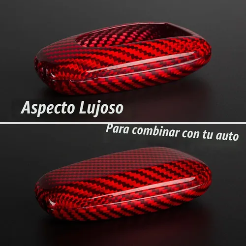 Vista 4 de T-carbon Real Glass Fiber Key Fob Cover Compatible with Subaru Key Case Rojo