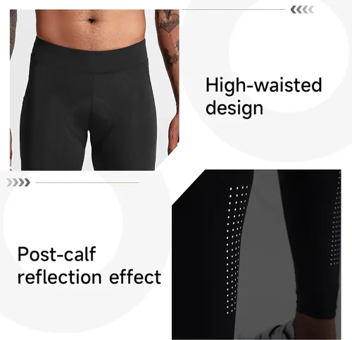 Vista 5 de Santic Men's Bike Pants Long 4D Padded Cycling Tights Cold Weather Fleece MTB Leggings Outdoor Riding Bicycle Pants