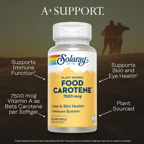 Vista 3 de SOLARAY Caroteno alimentario, vitamina A como betacaroteno 25000IU Carotenoides para una piel y ojos saludables, actividad antioxidante y apoyo